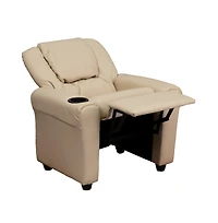 Contemporary Kids Recliner Chair With Cup Holder And Headrest