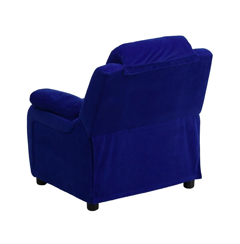 Deluxe Padded Contemporary Kids Recliner With Storage Arms