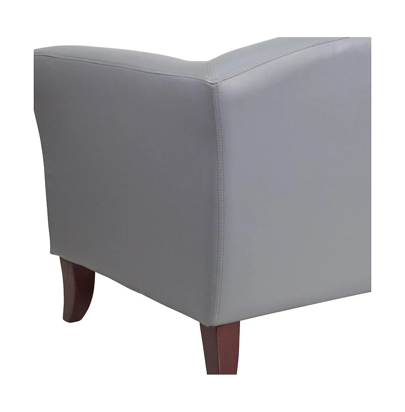 Leathersoft Reception/Living Room Loveseat With Cherry Wood Feet