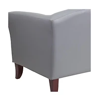 Leathersoft Reception/Living Room Loveseat With Cherry Wood Feet