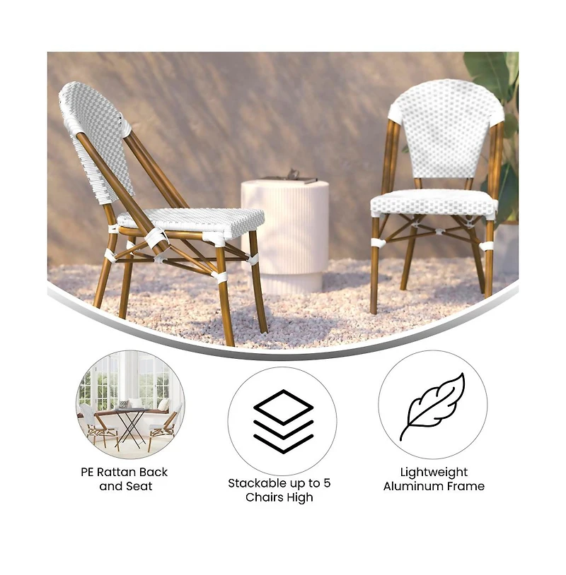 Merrick Lane Celia Indoor/Outdoor Stacking Bistro Chair With Aluminum Frame