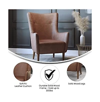 Regal Traditional Wingback Accent Chair, Upholstery And Wooden Frame Legs