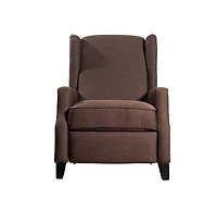 Leeds Fabric Upholstered Easy Push Back Recliner - Classic Wingback Design With Nailhead Accent Trim And Footrest