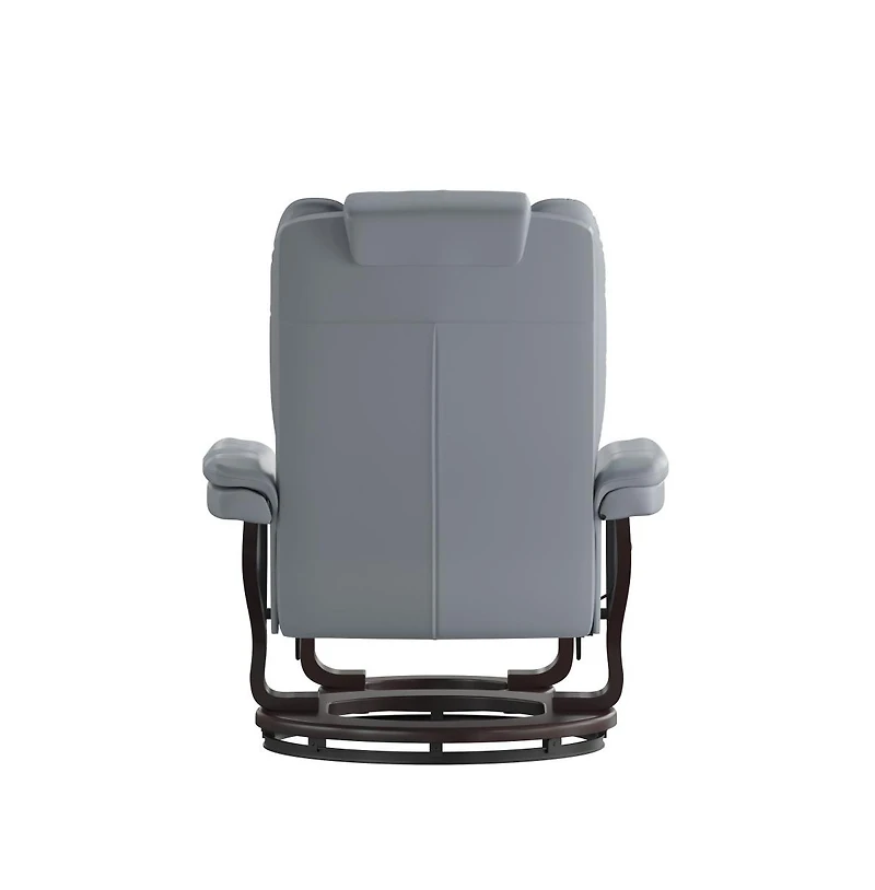 Multi-Position Stitched Recliner & Ottoman With Swivel Base