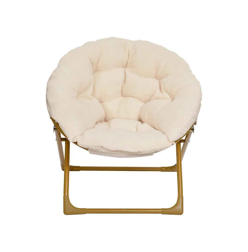 Io Kid'S Folding Saucer Chair With Cozy Faux Fur Upholstery And Metal Frame For Playroom, Bedrooms, Nursery And More