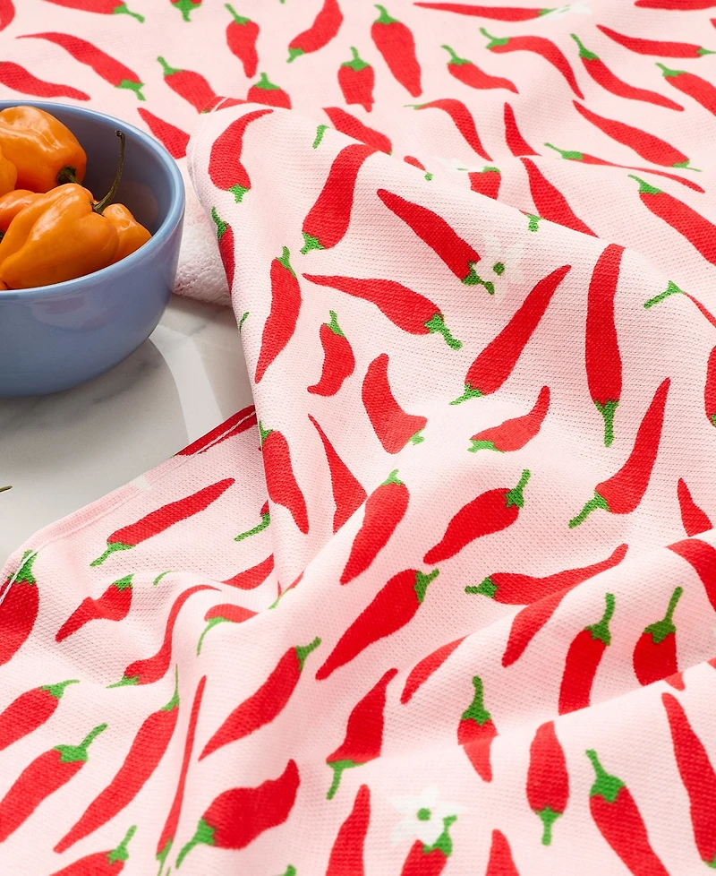 Kate Spade New York Hot Hot Hot Peppers and Spring Time Dot Kitchen Towel 4-Pack