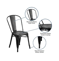 Banks Indoor/Outdoor Stacking Metal Dining Chair With Single Slat Back And Distressed Powder Coated Finish