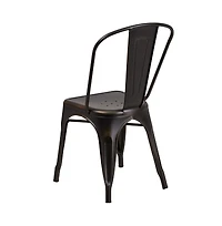 Banks Indoor/Outdoor Stacking Metal Dining Chair With Single Slat Back And Distressed Powder Coated Finish