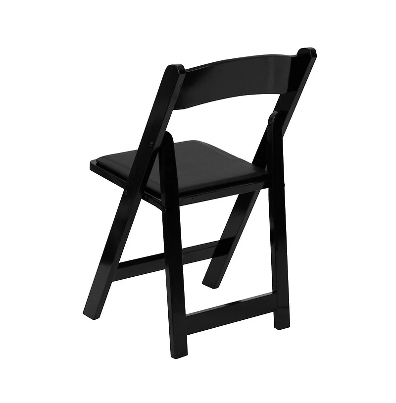 2 Pack Wedding Party Event Wood Folding Chair With Vinyl Padded Seat