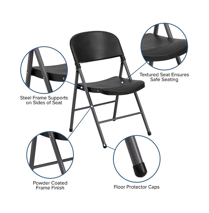 2 Pack Home & Office 330 Lb. Capacity Foldable Plastic Chair