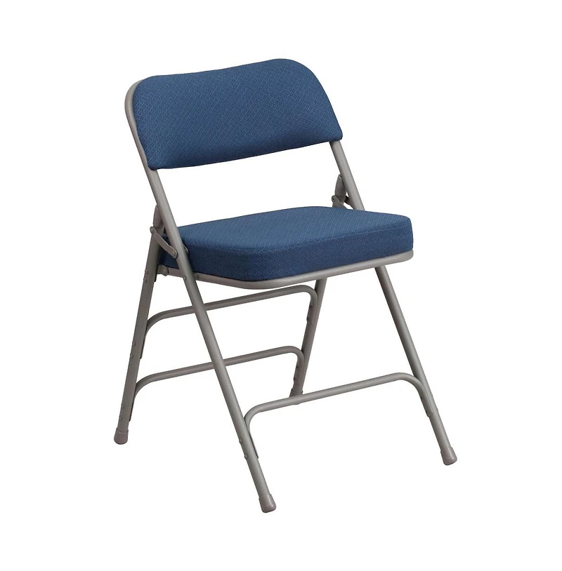2 Pack Premium Curved Triple Braced & Hinged Fabric Upholstered Metal Folding Chair