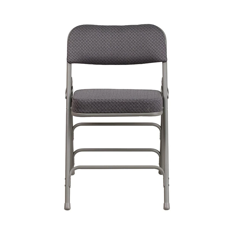 2 Pack Premium Curved Triple Braced & Hinged Fabric Upholstered Metal Folding Chair