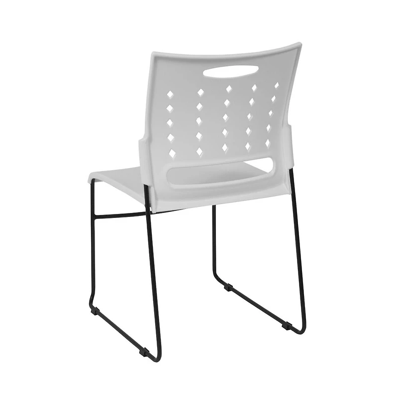 Emma+Oliver Home Office Plastic Accent Sled Base Stack Chair - Air-Vent Back