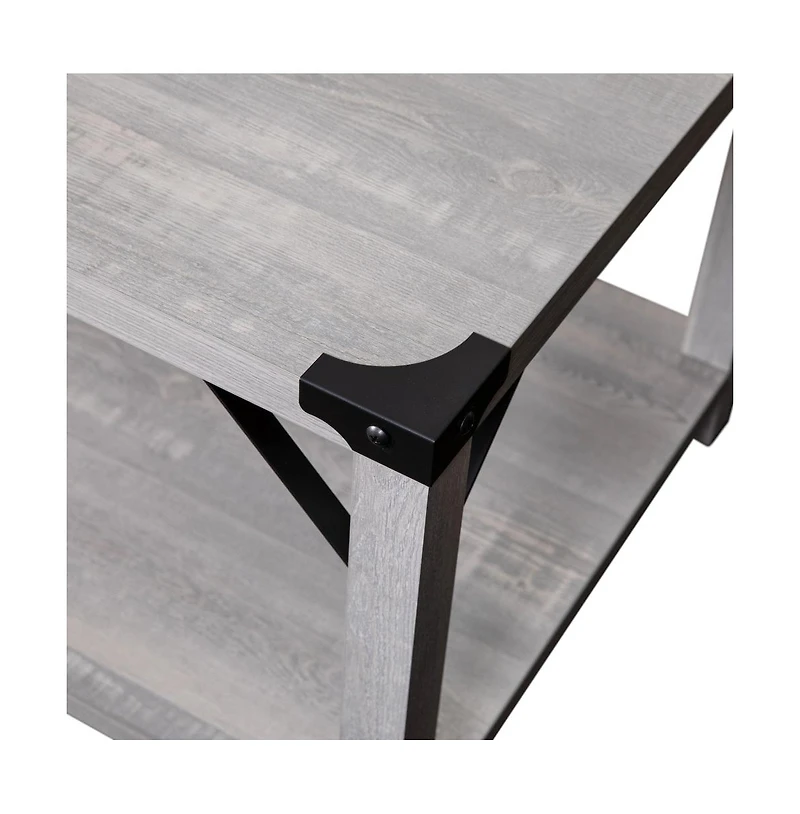 Merrick Lane Green River Modern Farmhouse Engineered Wood Coffee Table And Powder Coated Steel Accents