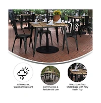 Merrick Lane Dryden Indoor/Outdoor Dining Table With Umbrella Hole, 36" Square All Weather Poly Resin Top And Steel Base