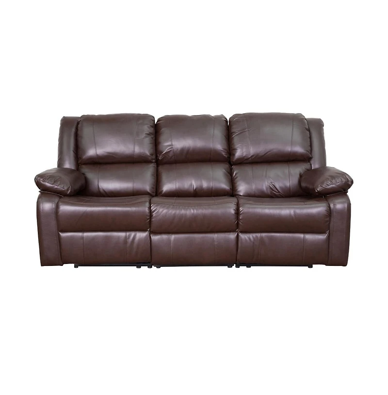 Bustle Back Leathersoft Sofa With Two Built-In Recliners