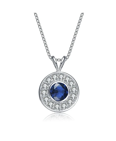 Modern Sterling Silver with Cubic Zirconia Round Bezel Pendant