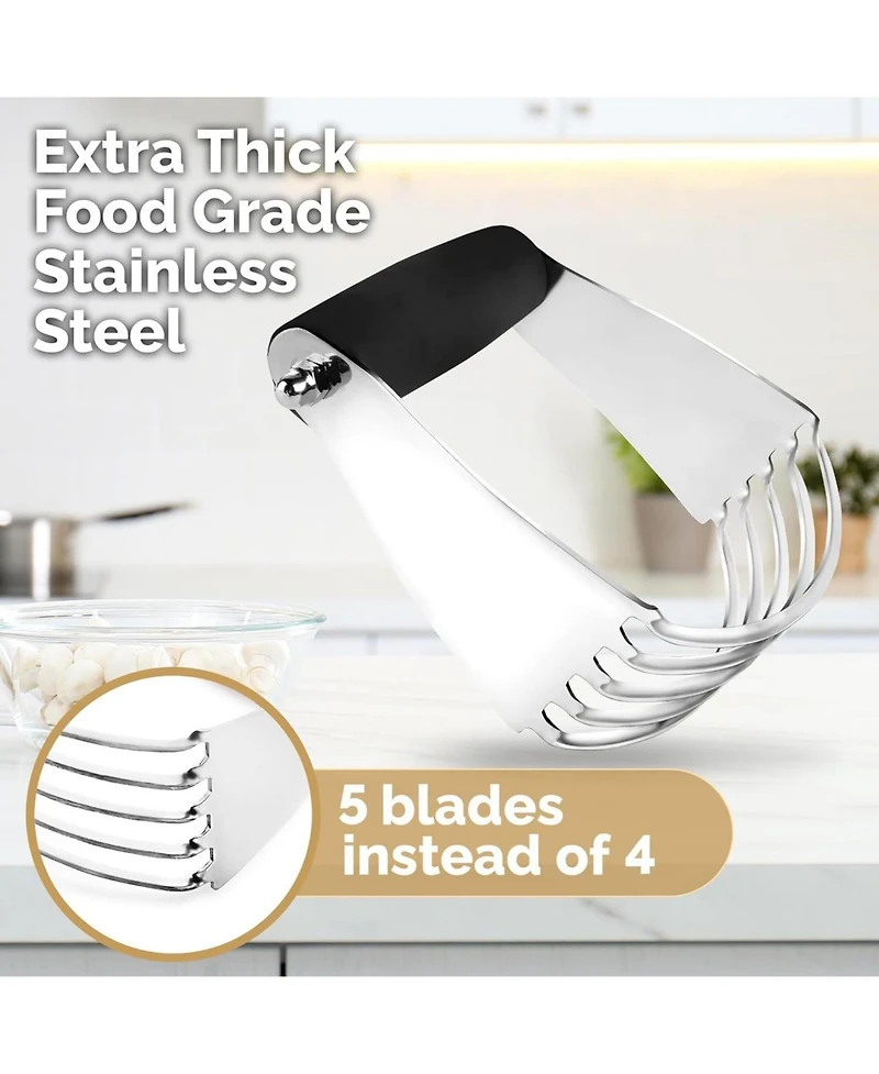 Zulay Kitchen Stainless Steel Dough Blender, Pastry Cutter, Heavy Duty Blender and Cutter with Blades