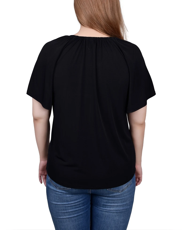 Ny Collection Raglan Sleeve Top with Chain Details