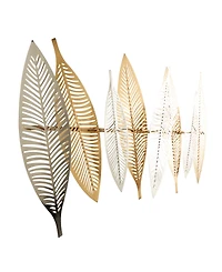 Rosemary Lane Gold Metal Leaf Metallic Wall Decor with Silver Accents, 2" x 32" x 13"