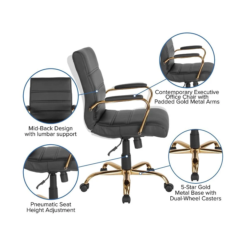 Milano Contemporary Mid-Back Home Office Chair With Padded Arms
