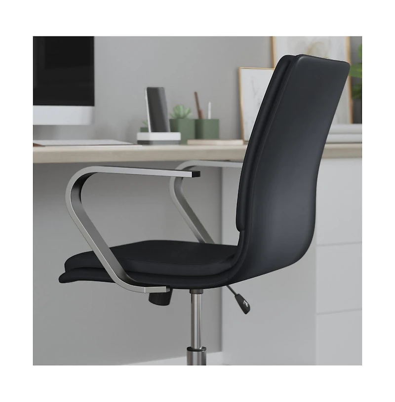 Merrick Lane Artemis Mid-Back Home Office Chair With Armrests, Height Adjustable Swivel Seat And Five Star Base