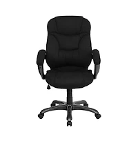 Emma+Oliver High Back Executive Ergonomic Office Chair With Silver Nylon Base And Arms
