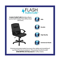 Emma+Oliver Fundamentals Mid-Back Padded Task Office Chair With Arms