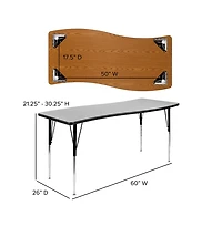 Emma+Oliver 86" Oval Wave Collaborative Laminate Activity Table Set With 16" Student Stack Chairs