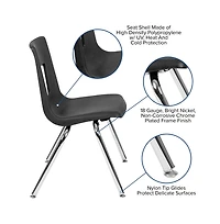 Emma+Oliver Mobile 76" Oval Wave Collaborative Laminate Activity Table Set With 16" Student Stack Chairs