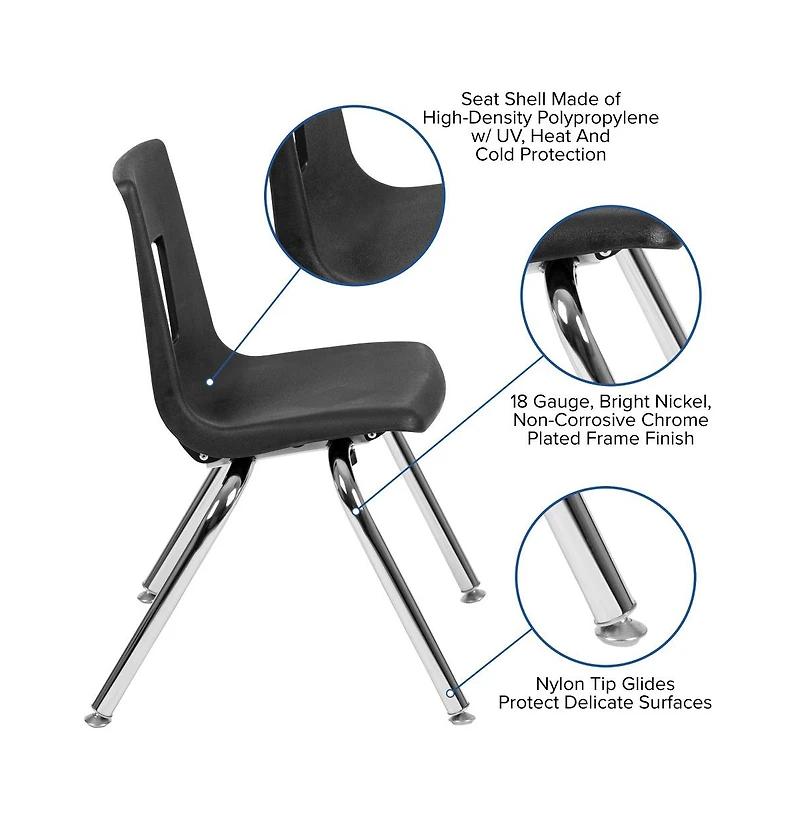 47.5" Circle Wave Collaborative Laminate Activity Table Set With 14" Student Stack Chairs