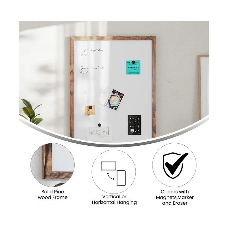 Cilla Magnetic Wall Mounted White Board with Wood Frame