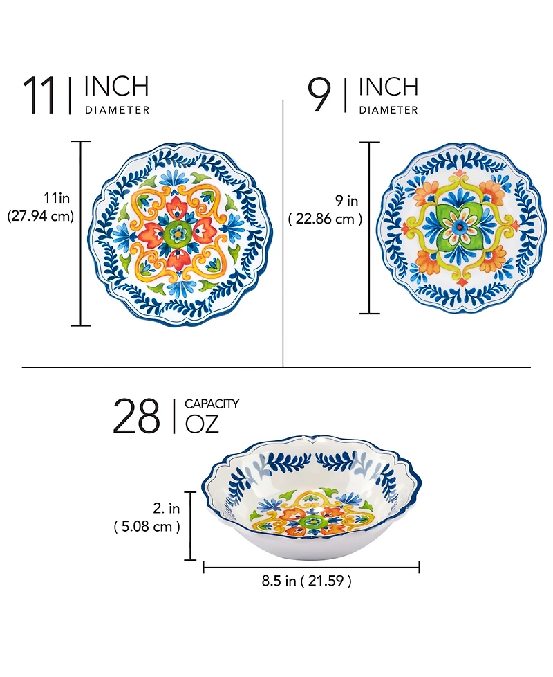 Certified International Flores 12 Pc Dinnerware Set, Service For 4