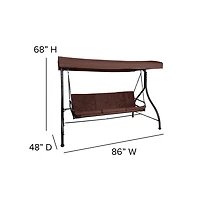 3-Seat Outdoor Steel Converting Patio Swing And Bed Canopy Hammock