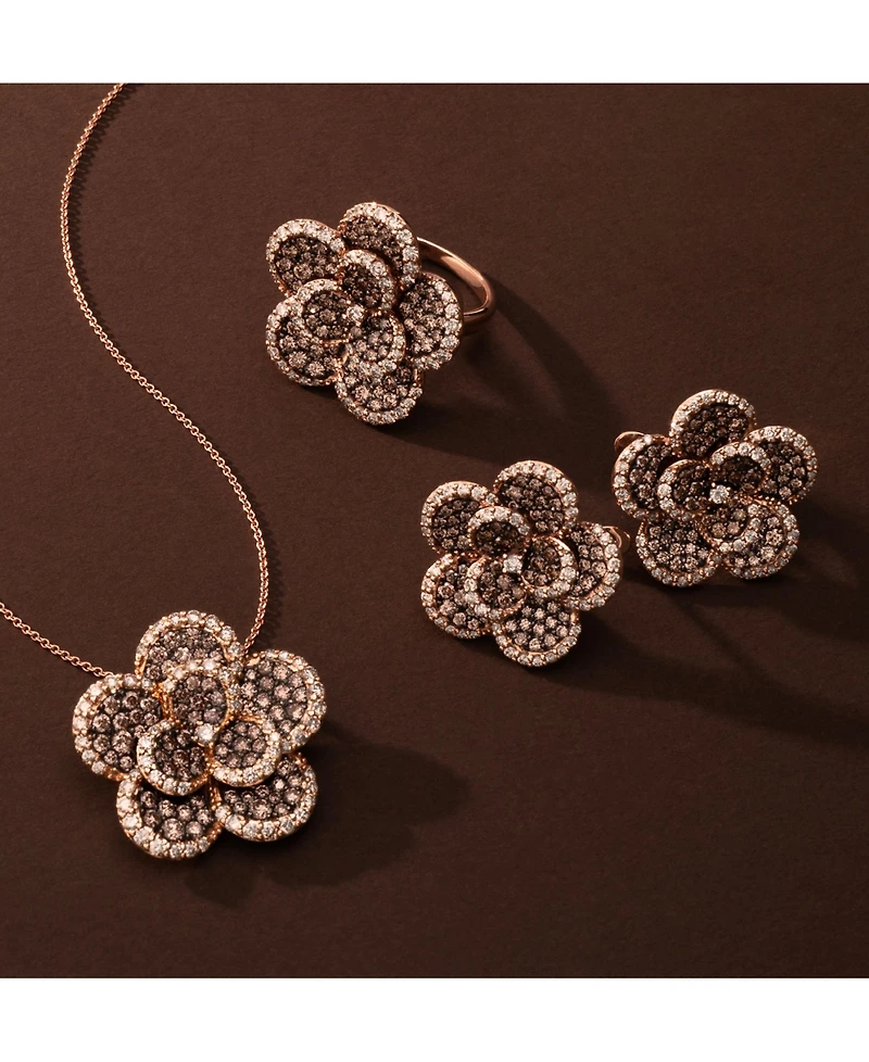 Le Vian Chocolate Diamond & Nude Diamond Flower Statement Ring (2-3/8 ct. t.w.) in 14k Rose Gold