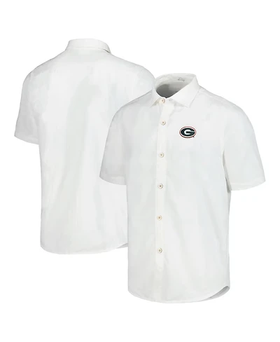Tommy Bahama Men's White Georgia Bulldogs Coconut Point Palm Vista IslandZone Camp Button-Up Shirt