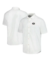 Tommy Bahama Men's White Georgia Bulldogs Coconut Point Palm Vista IslandZone Camp Button-Up Shirt