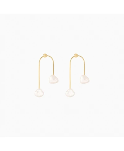 Sterling Silver 18k Gold Plated Mia Cultured Pearl Earrings