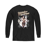 Justice League Boys of America Youth Wonder Woman Break Out Long Sleeve Sweatshirts