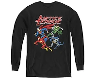 Justice League Boys of America Youth Pixel Long Sleeve Sweatshirts