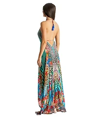 La Moda Clothing Women's Maxi Halterneck Dress