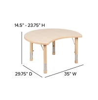 Emma+Oliver 25.125"W X 35.5"L Crescent Plastic Adjustable Activity Table-Seats 4
