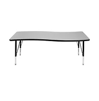 Emma+Oliver 26"W X 60"L Rectangle Wave Flexible Collaborative Kids Adjustable Activity Table