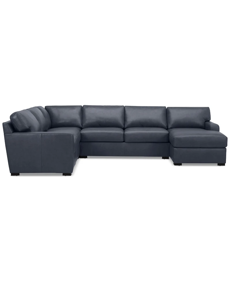 Radley 136" 5-Pc. Leather Square Corner Modular Chase Sectional, Created for Macy's