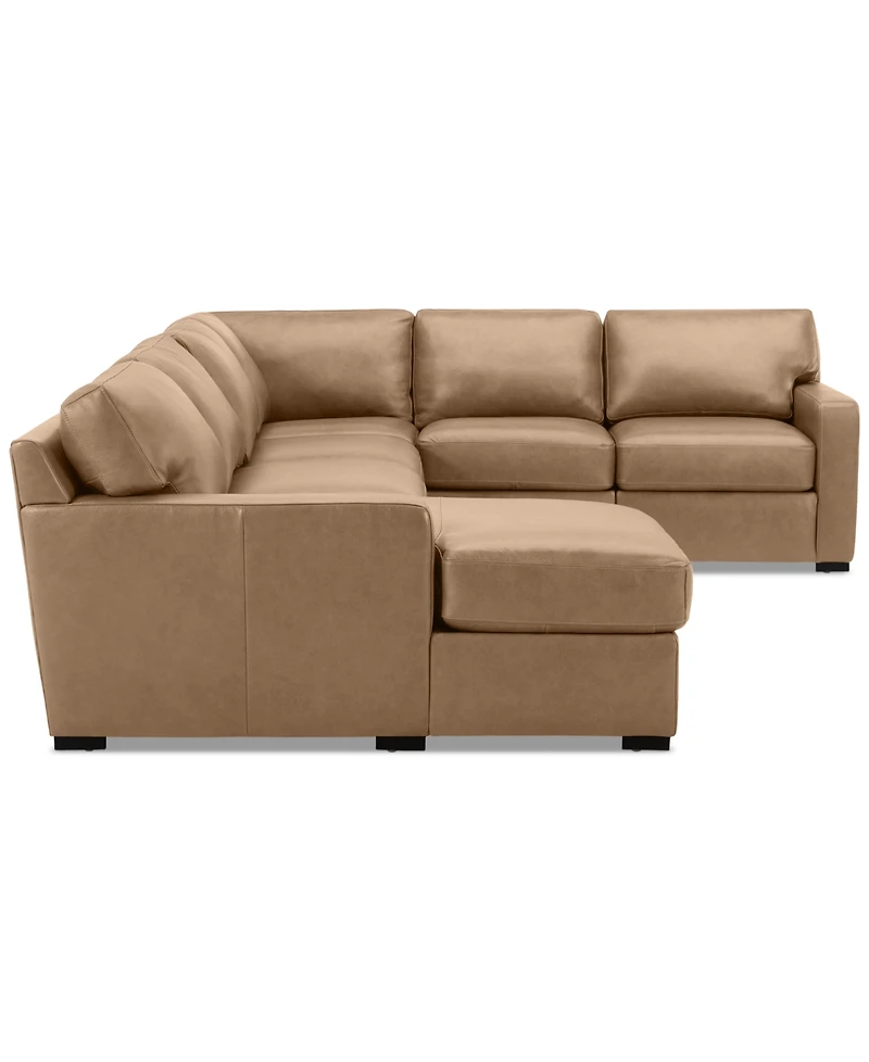 Radley 136" 5-Pc. Leather Square Corner Modular Chase Sectional, Created for Macy's