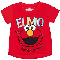 Sesame Street Baby Girls Elmo Abby Cadabby T-Shirt Tulle Skirt and Scrunchie 3 Piece Outfit Set to