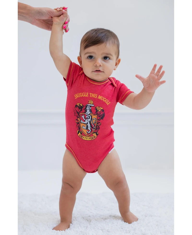 Harry Potter Gryffindor Hufflepuff Ravenclaw Slytherin Boys 4 Pack Bodysuits