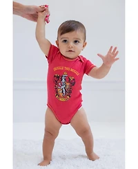 Harry Potter Gryffindor Hufflepuff Ravenclaw Slytherin Boys 4 Pack Bodysuits