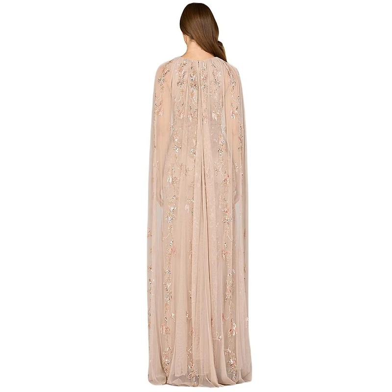 Lara Women's Mermaid Beaded Dress with Long Cape