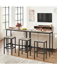 Set Of 2 Bar Stool With Foot Rest And Metal Frame